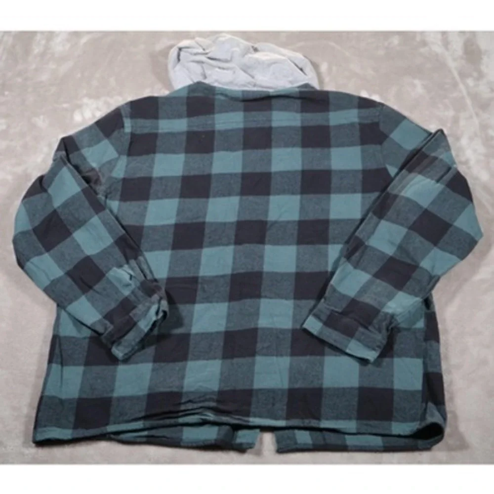 Neff Shirt Mens Medium Plaid Flannel Hooded‎ Button Up Skate Streetwear Green